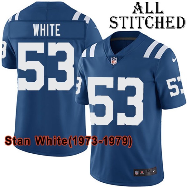 Blue Home Embroidered Stan White Indianapolis Colts #53 Stitched Jersey