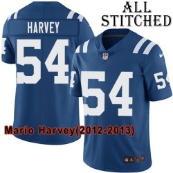 Blue Home Embroidered Mario Harvey Indianapolis Colts #54 Stitched Jersey