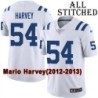 White Embroidered Mario Harvey Indianapolis Colts #54 Stitched Jersey