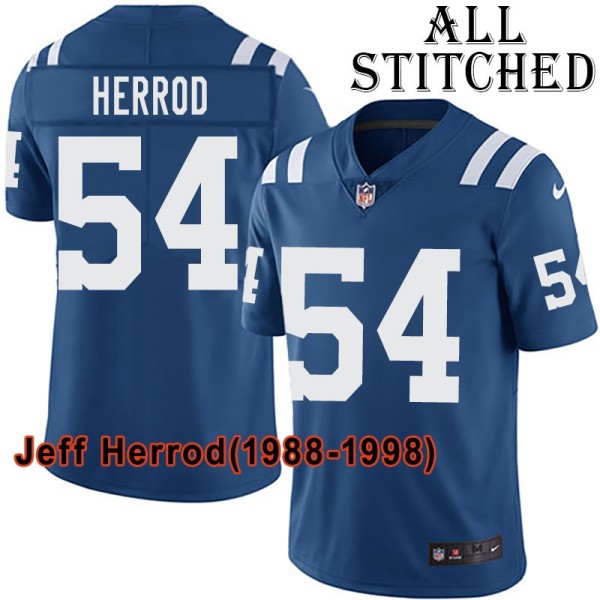 Blue Home Embroidered Jeff Herrod Indianapolis Colts #54 Stitched Jersey