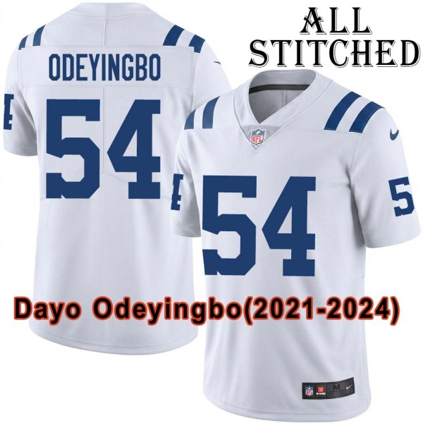 White Embroidered Dayo Odeyingbo Indianapolis Colts #54 Stitched Jersey
