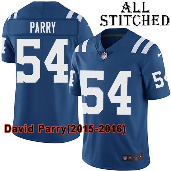 Blue Home Embroidered David Parry Indianapolis Colts #54 Stitched Jersey
