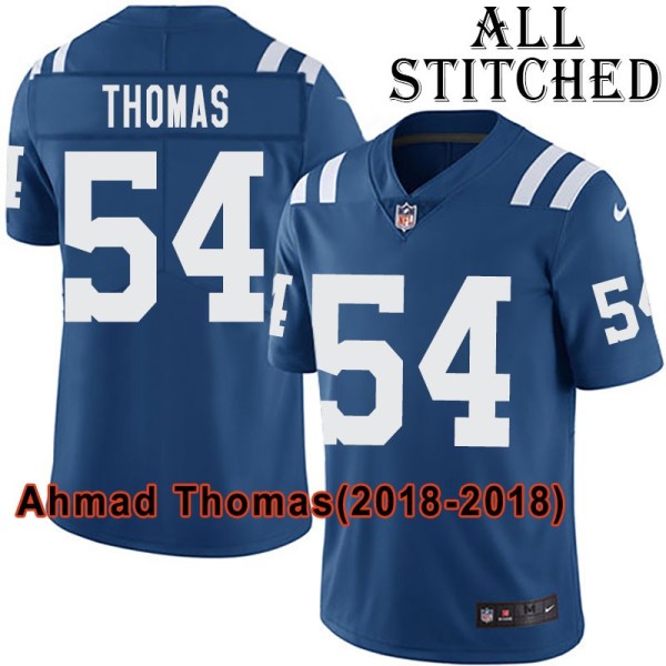 Blue Home Embroidered Ahmad Thomas Indianapolis Colts #54 Stitched Jersey