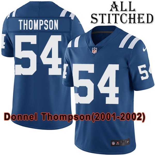 Blue Home Embroidered Donnel Thompson Indianapolis Colts #54 Stitched Jersey