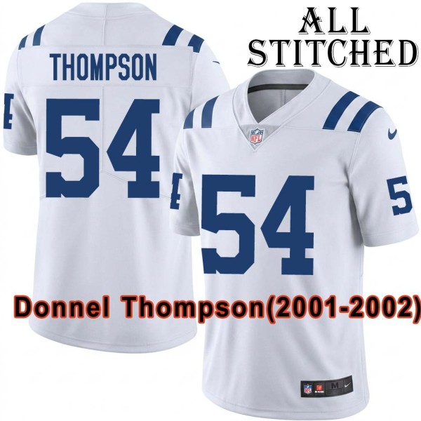 White Embroidered Donnel Thompson Indianapolis Colts #54 Stitched Jersey