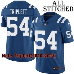 Blue Home Embroidered Nate Triplett Indianapolis Colts #54 Stitched Jersey