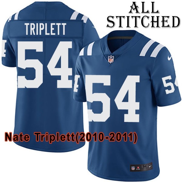 Blue Home Embroidered Nate Triplett Indianapolis Colts #54 Stitched Jersey