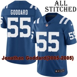 Blue Home Embroidered Jonathan Goddard Indianapolis Colts #55 Stitched Jersey