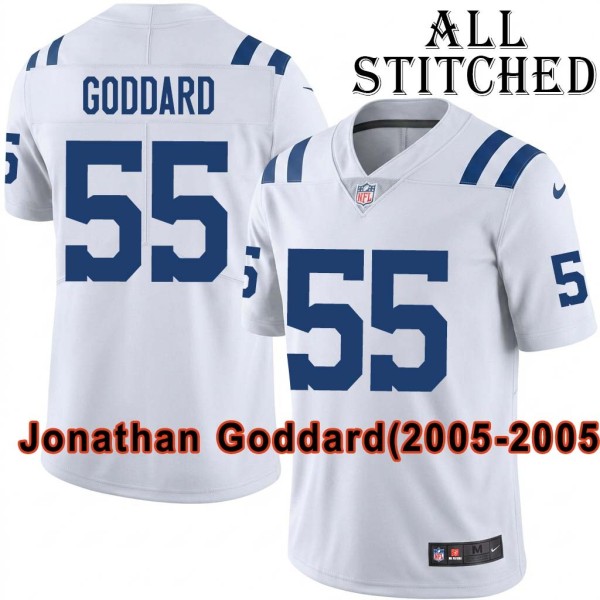 White Embroidered Jonathan Goddard Indianapolis Colts #55 Stitched Jersey