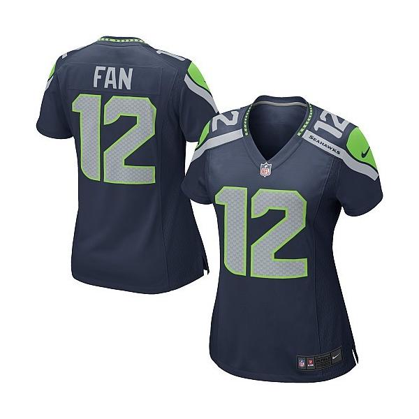 FAN Seattle #12 Womens Football Jersey - 12th Fan Womens Football Jersey (Dark Blue)_Free Shipping