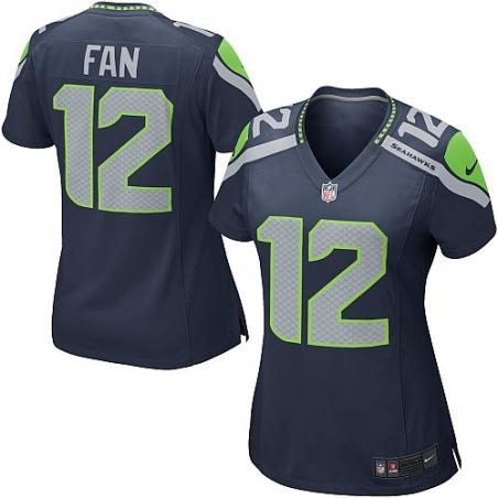 FAN Seattle #12 Womens Football Jersey - 12th Fan Womens Football Jersey (Dark Blue)_Free Shipping