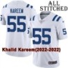 White Embroidered Khalid Kareem Indianapolis Colts #55 Stitched Jersey