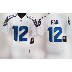 FAN Seattle #12 Womens Football Jersey - 12th Fan Womens Football Jersey (White)_Free Shipping