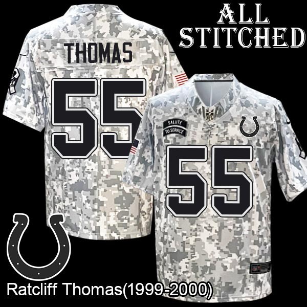 Camo Embroidered Ratcliff Thomas Indianapolis Colts #55 Stitched Jersey