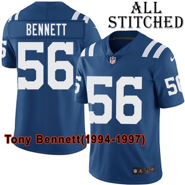 Blue Home Embroidered Tony Bennett Indianapolis Colts #56 Stitched Jersey