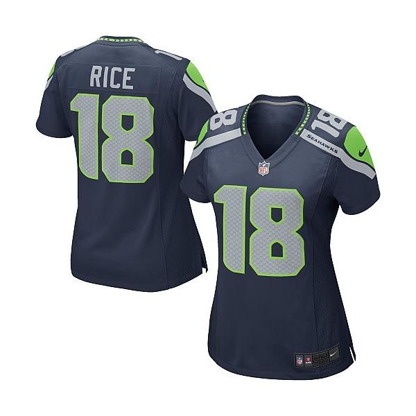 RICE Seattle #18 Womens Football Jersey - Sidney Rice Womens Football Jersey (Dark Blue)_Free Shipping