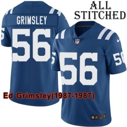 Blue Home Embroidered Ed Grimsley Indianapolis Colts #56 Stitched Jersey