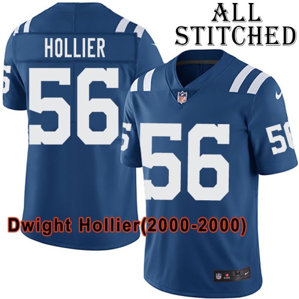 Blue Home Embroidered Dwight Hollier Indianapolis Colts #56 Stitched Jersey