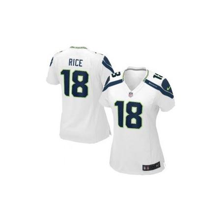RICE Seattle #18 Womens Football Jersey - Sidney Rice Womens Football Jersey (White)_Free Shipping