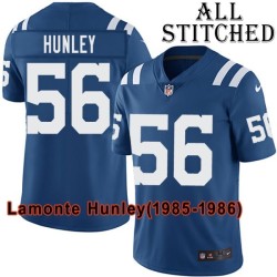 Blue Home Embroidered Lamonte Hunley Indianapolis Colts #56 Stitched Jersey