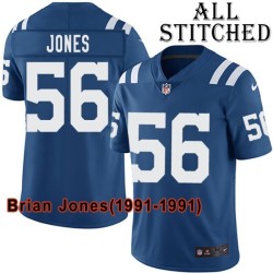 Blue Home Embroidered Brian Jones Indianapolis Colts #56 Stitched Jersey