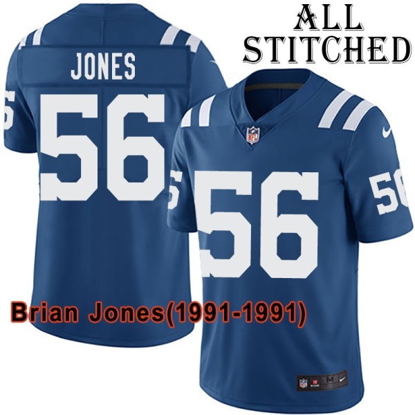 Blue Home Embroidered Brian Jones Indianapolis Colts #56 Stitched Jersey