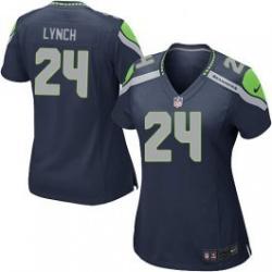 LYNCH Seattle #24 Womens Football Jersey - Marshawn Lynch Womens Football Jersey (Dark Blue)_Free Shipping