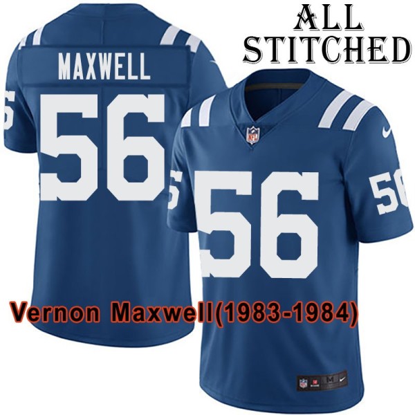 Blue Home Embroidered Vernon Maxwell Indianapolis Colts #56 Stitched Jersey