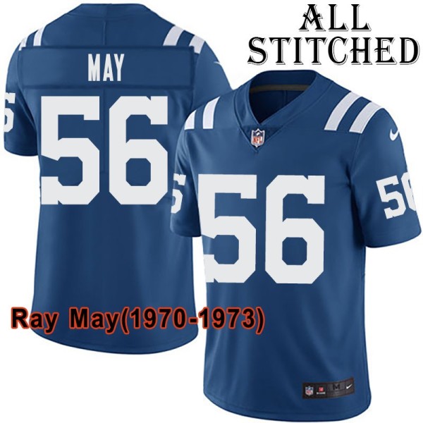 Blue Home Embroidered Ray May Indianapolis Colts #56 Stitched Jersey