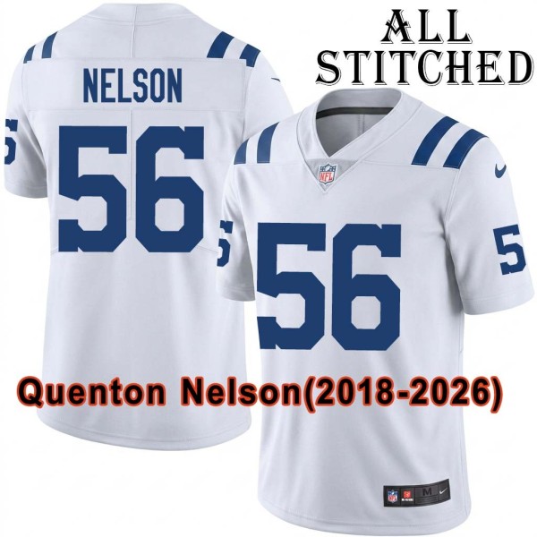 White Embroidered Quenton Nelson Indianapolis Colts #56 Stitched Jersey