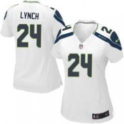 LYNCH Seattle #24 Womens Football Jersey - Marshawn Lynch Womens Football Jersey (White)_Free Shipping