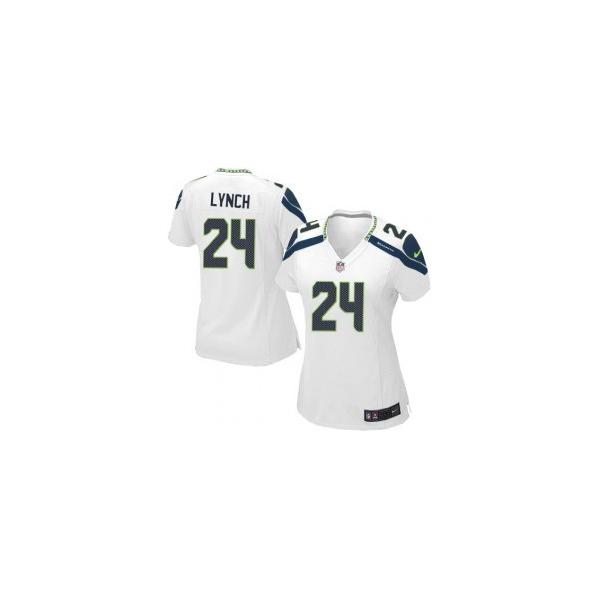 LYNCH Seattle #24 Womens Football Jersey - Marshawn Lynch Womens Football Jersey (White)_Free Shipping