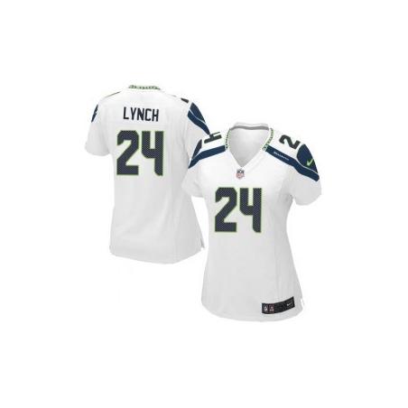 LYNCH Seattle #24 Womens Football Jersey - Marshawn Lynch Womens Football Jersey (White)_Free Shipping