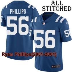 Blue Home Embroidered Ryan Phillips Indianapolis Colts #56 Stitched Jersey
