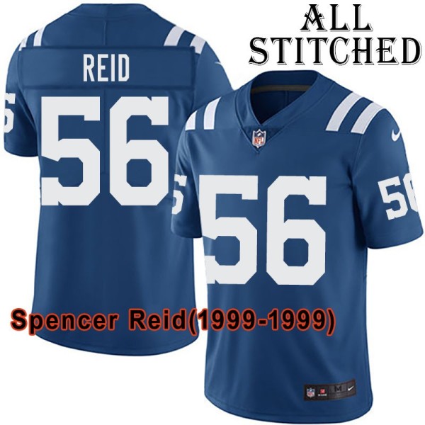 Blue Home Embroidered Spencer Reid Indianapolis Colts #56 Stitched Jersey