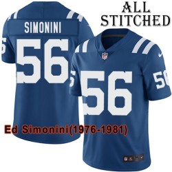 Blue Home Embroidered Ed Simonini Indianapolis Colts #56 Stitched Jersey