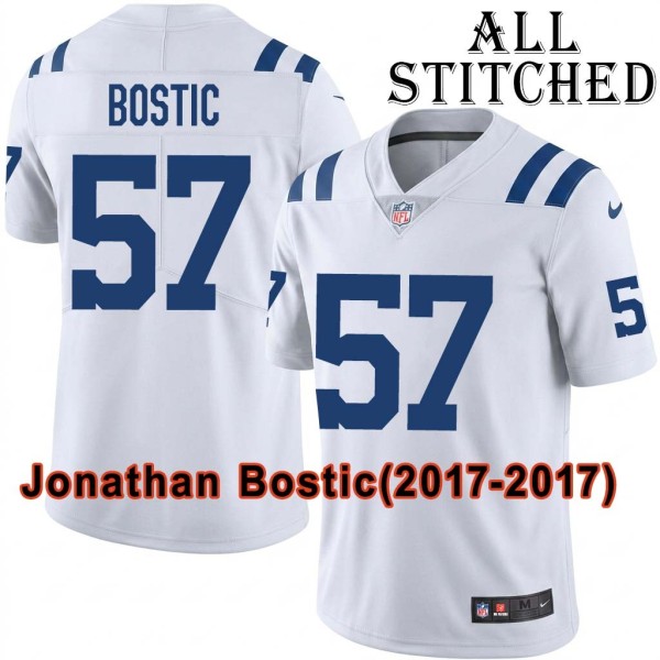 White Embroidered Jonathan Bostic Indianapolis Colts #57 Stitched Jersey