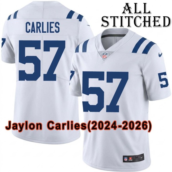 White Embroidered Jaylon Carlies Indianapolis Colts #57 Stitched Jersey