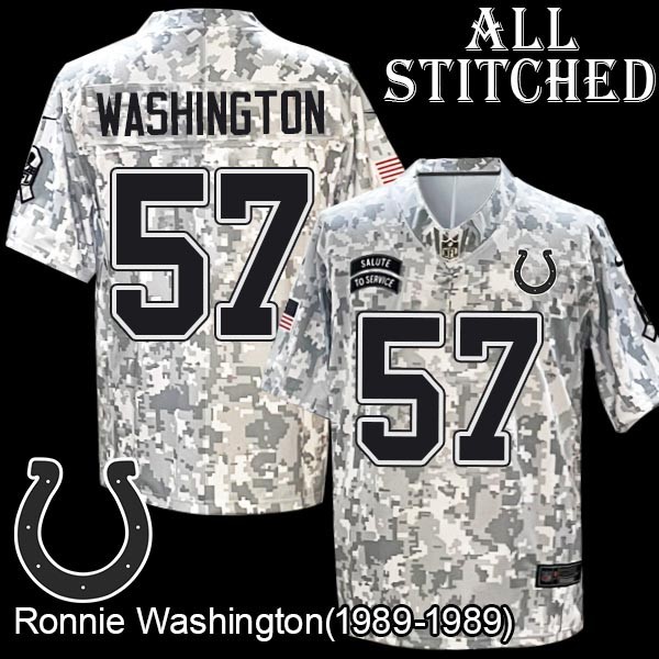 Camo Embroidered Ronnie Washington Indianapolis Colts #57 Stitched Jersey