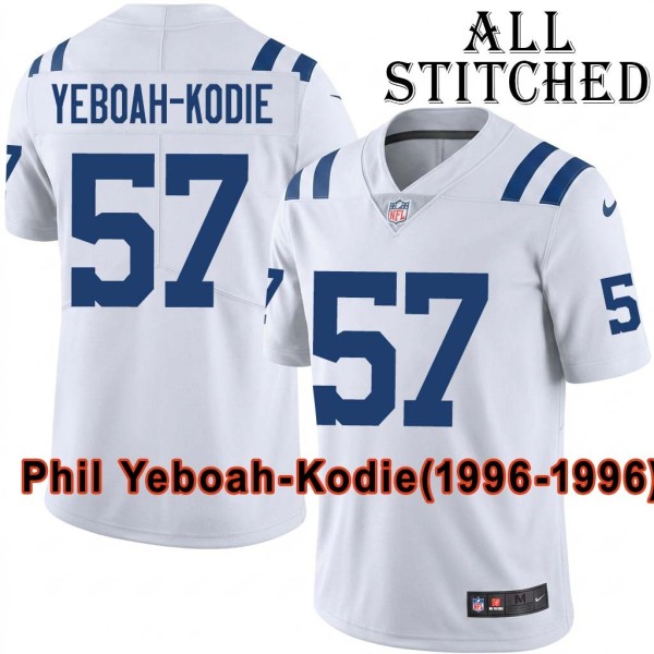 White Embroidered Phil Yeboah-Kodie Indianapolis Colts #57 Stitched Jersey