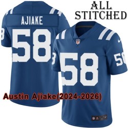 Blue Home Embroidered Austin Ajiake Indianapolis Colts #58 Stitched Jersey