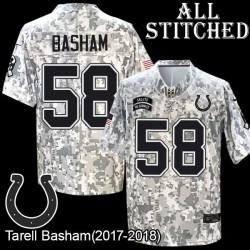 Camo Embroidered Tarell Basham Indianapolis Colts #58 Stitched Jersey
