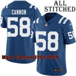 Blue Home Embroidered Mark Cannon Indianapolis Colts #58 Stitched Jersey