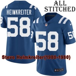 Blue Home Embroidered Steve Heimkreiter Indianapolis Colts #58 Stitched Jersey