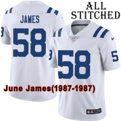 White Embroidered June James Indianapolis Colts #58 Stitched Jersey
