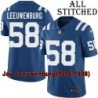 Blue Home Embroidered Jay Leeuwenburg Indianapolis Colts #58 Stitched Jersey