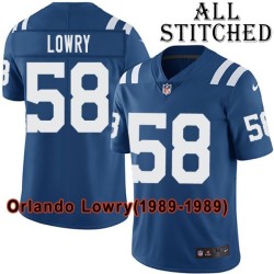Blue Home Embroidered Orlando Lowry Indianapolis Colts #58 Stitched Jersey