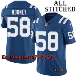 Blue Home Embroidered Ed Mooney Indianapolis Colts #58 Stitched Jersey