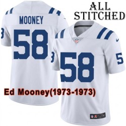 White Embroidered Ed Mooney Indianapolis Colts #58 Stitched Jersey