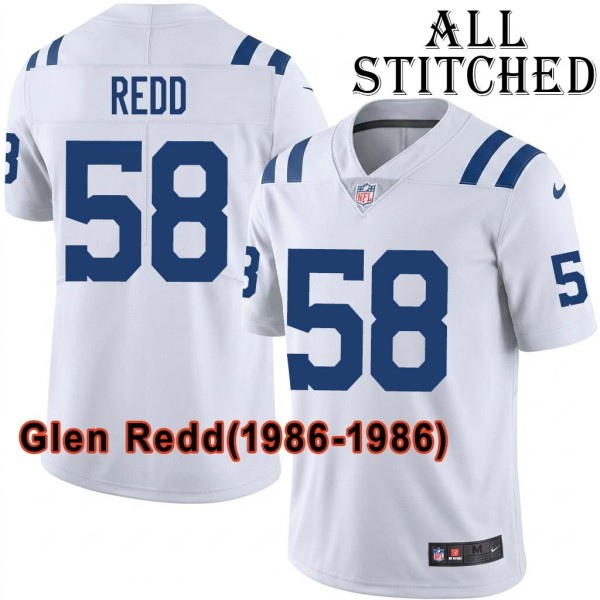 White Embroidered Glen Redd Indianapolis Colts #58 Stitched Jersey